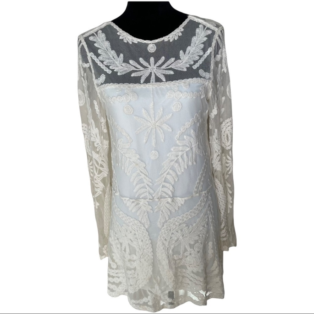 Tokyo Darling Cream Colored Lace Dress Long Sleeve Size XS - Picture 2 of 10